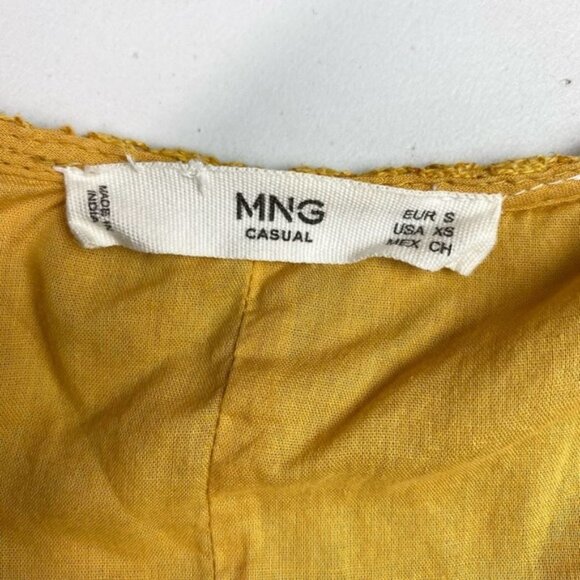 MANGO Mustard Yellow Lace  Drop-Waist Dress Sz XS - Picture 3 of 4